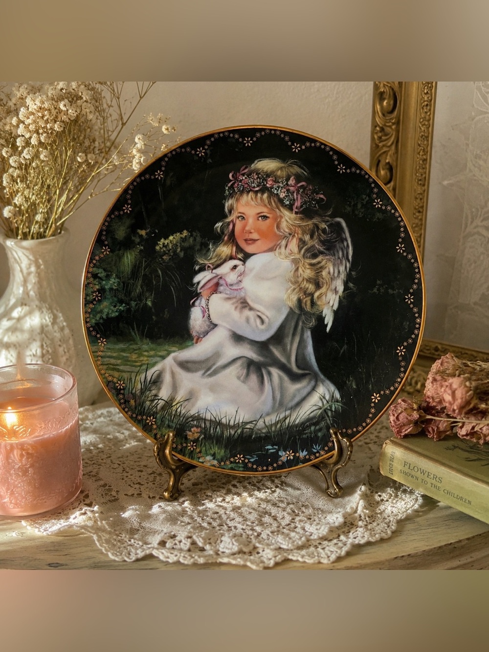 Vintage Bradford Exchange Angel Bunny Collector Plate Donna Brooks